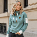 Romina - Sudadera Informal Con Media Cremallera y Bolsillo En El Brazo