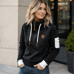 Romina - Sudadera Informal Con Media Cremallera y Bolsillo En El Brazo