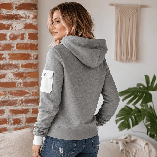 Romina - Sudadera Informal Con Media Cremallera y Bolsillo En El Brazo