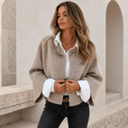 Inés - Abrigo de Lana con Cuello Redondo y Mangas Largas
