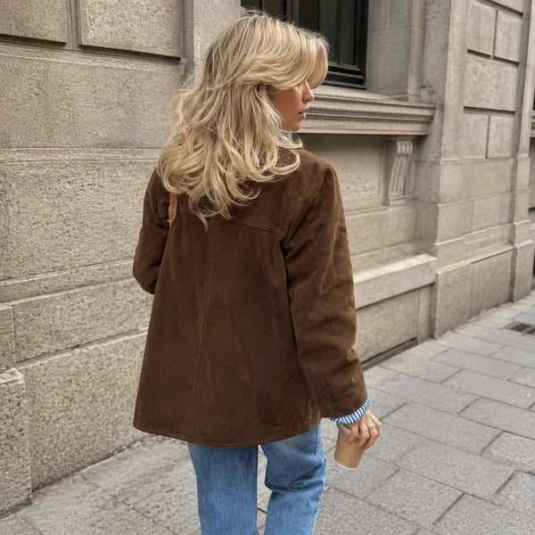 Nuria – Chaqueta Oversize De Ante Con Botones