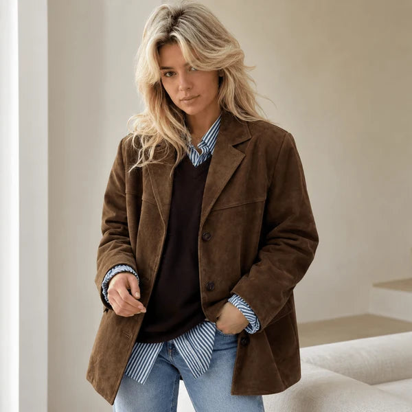 Nuria – Chaqueta Oversize De Ante Con Botones