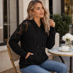 Bianca - Sudadera Con Capucha y Encaje Floral Con Bolsillo Delantero