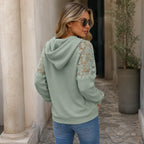 Bianca - Sudadera Con Capucha y Encaje Floral Con Bolsillo Delantero