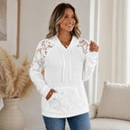 Bianca - Sudadera Con Capucha y Encaje Floral Con Bolsillo Delantero