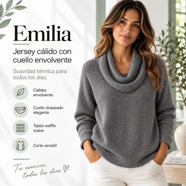 Emilia™ – Jersey cálido con cuello vuelto elegante