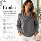 Emilia™ – Jersey cálido con cuello vuelto elegante