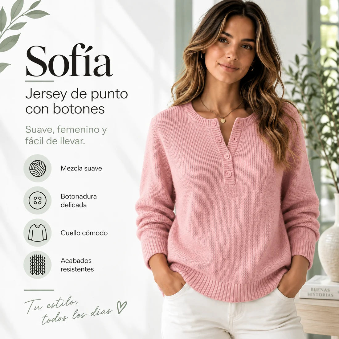 Sofía – Jersey De Punto Con Cierre De Botones