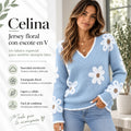 Celina - Jersey floral con escote en V