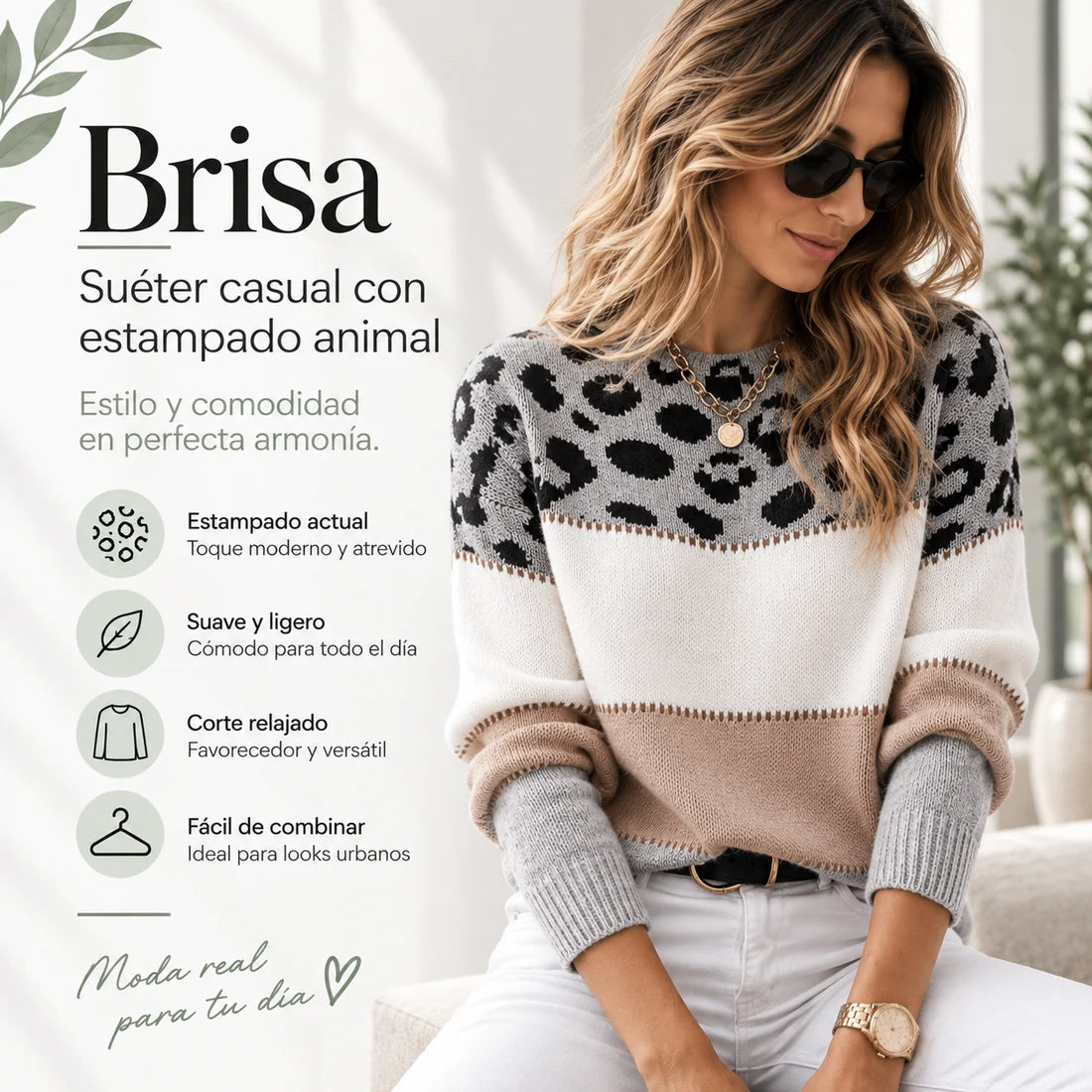 Brisa™ | Suéter casual con estampado de leopardo