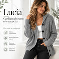 Lucía - Cárdigan Con Capucha y Botones Delanteros De Punto Trenzado