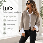 Inés - Abrigo de Lana con Cuello Redondo y Mangas Largas