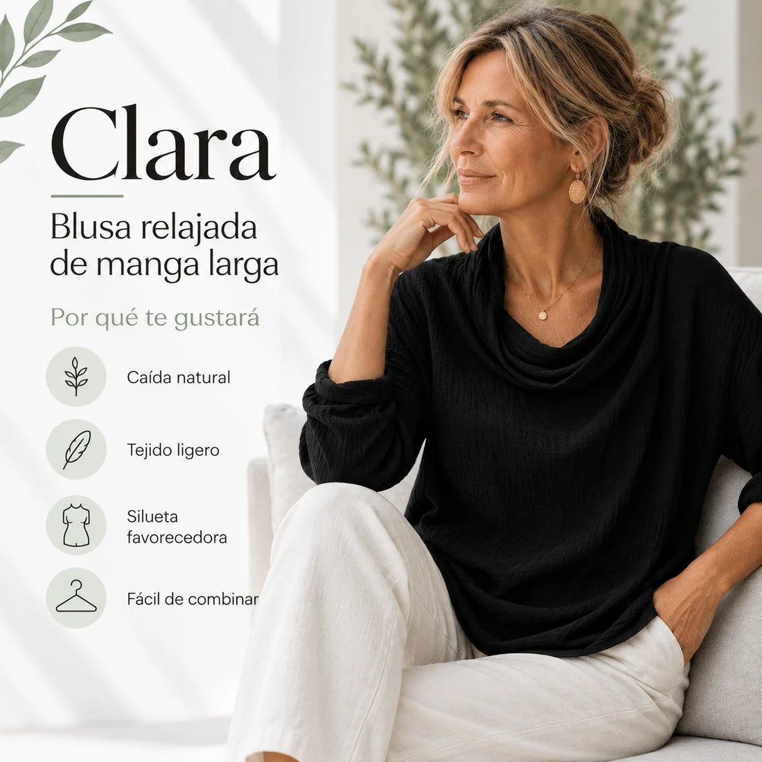 Clara - Elegante Blusa De Manga Larga