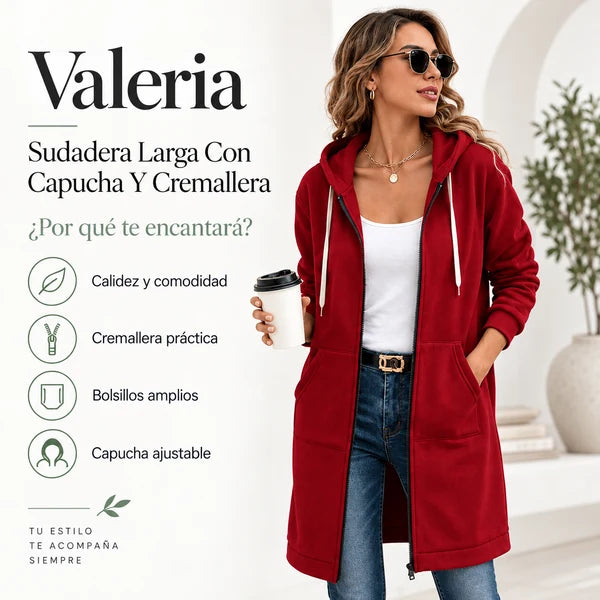 Valeria - Con Capucha Informal De Felpa Cremallera