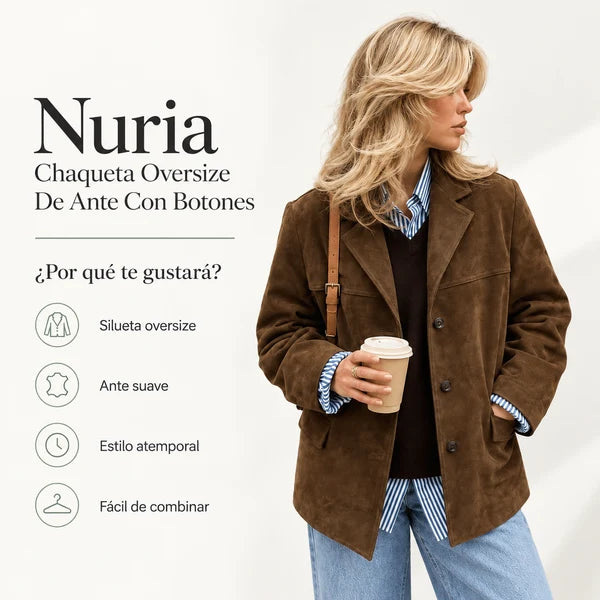 Nuria – Chaqueta Oversize De Ante Con Botones