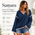 Samara - Jersey De Manga Larga Con Cuello En V