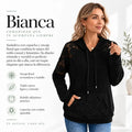 Bianca - Sudadera Con Capucha y Encaje Floral Con Bolsillo Delantero
