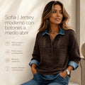 Sofia | Jersey moderno con botones a medio abrir