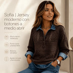 Sofia | Jersey moderno con botones a medio abrir