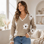 Celina - Jersey floral con escote en V