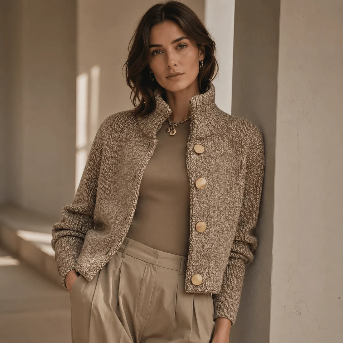 Valentina - Elegante chaqueta texturizada con botones grandes