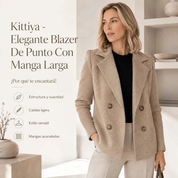 Kittiya - Elegante Blazer De Punto Con Manga Larga