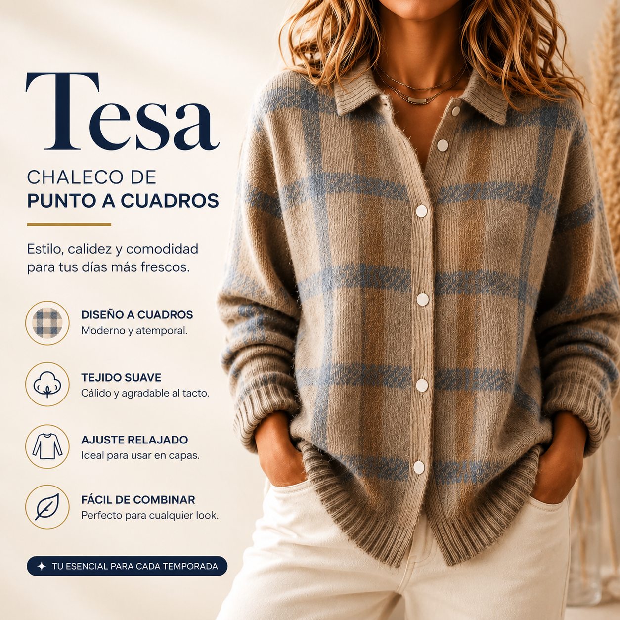 Tesa | Chaleco de punto a cuadros